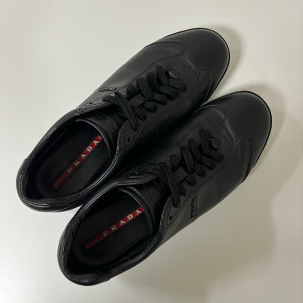 Prada sports military leather shoes