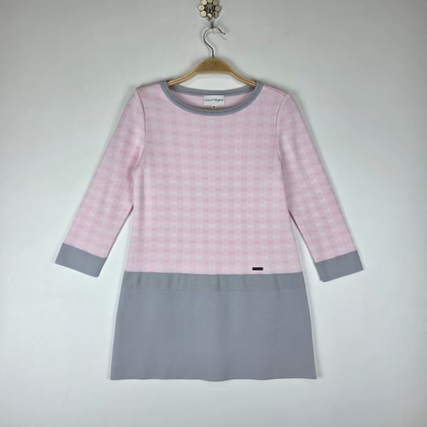 courreges 핑크 패턴 니트 미니원피스