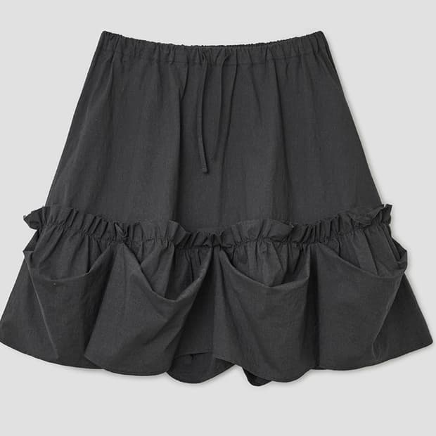 (새상품) Ruffle Trimmed Puff Skirt 차콜