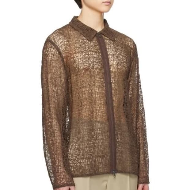 아모멘토 시스루 집업 셔츠 민트 L