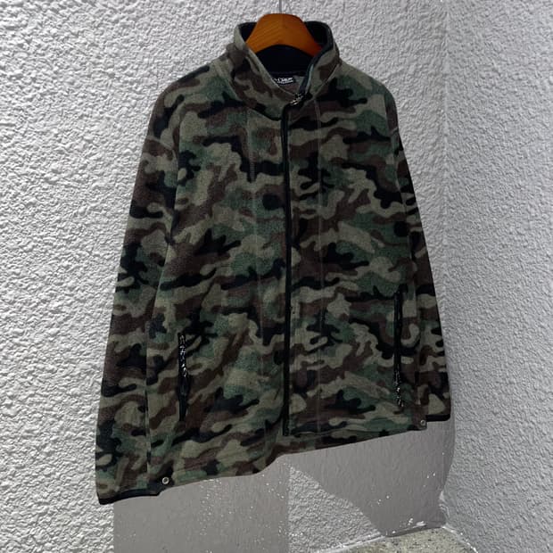 빈티지 카모 플리스 집업