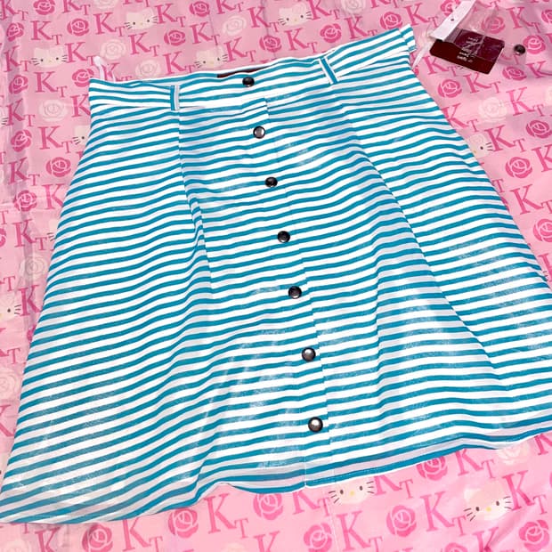 민트 스트라이프 미디 스커트 셔츠 빈티지 탑