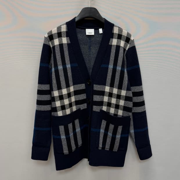 버버리 체크 울 캐시미어 오버사이즈 가디건 ( 95 )
