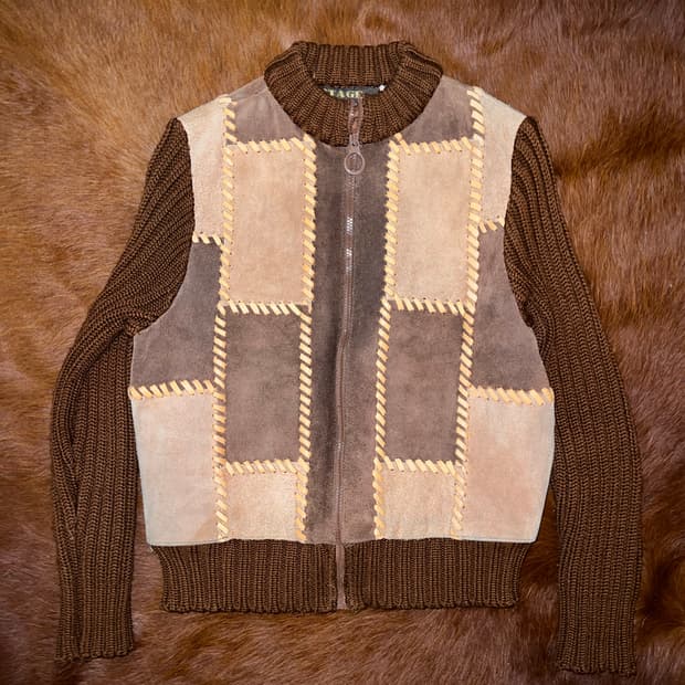 Suede Patch Knit Jacket 