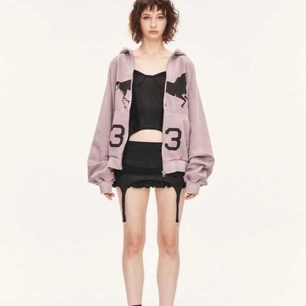 쓰리타임즈) Midnight stud hoodie 후드