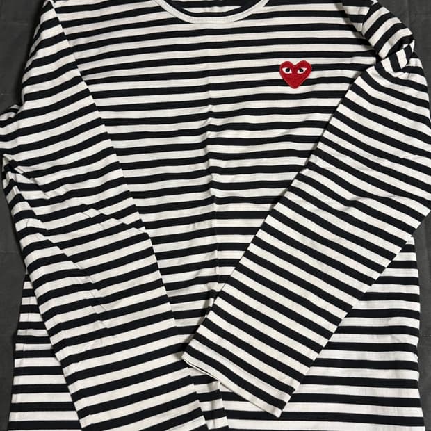 꼼데가르송 play 블랙 스트라이프 티셔츠