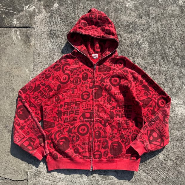 [L] Bape 풀프린팅 풀 집업 후드티