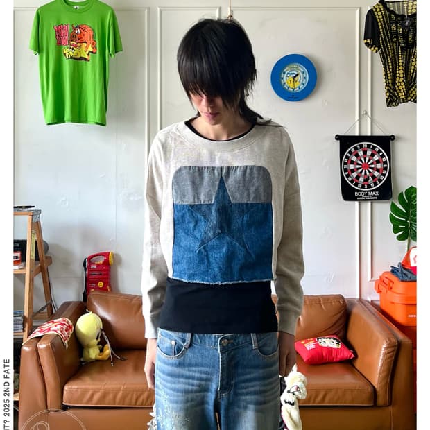 DIESEL Denim Star Patch-Work Sweatshirt