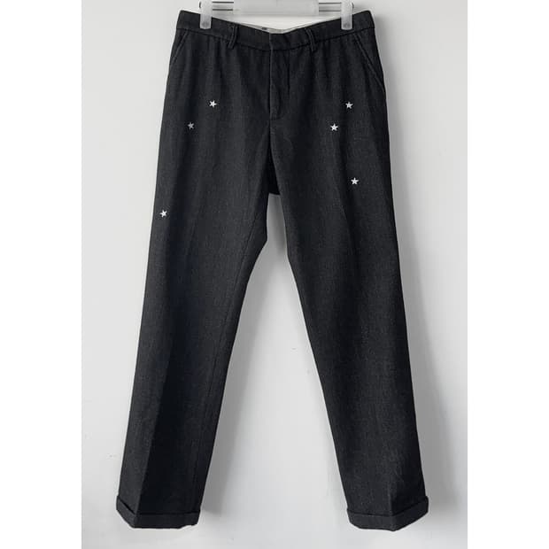 디에디터 스타 자수 울 슬랙스