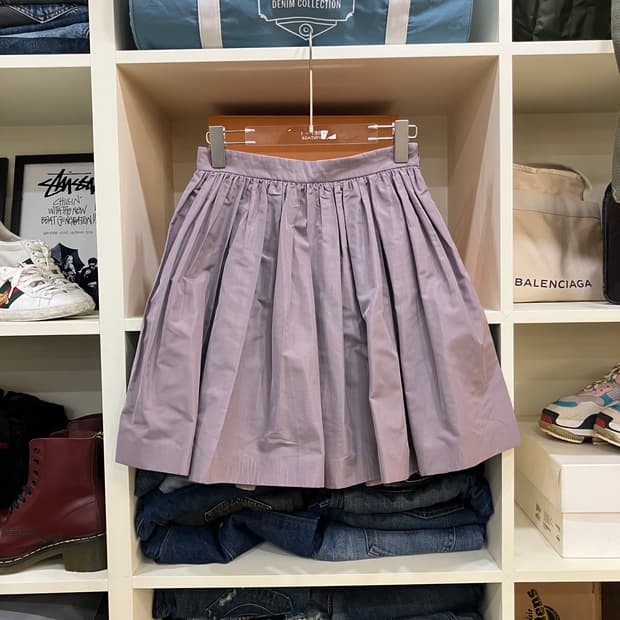 미우미우 라벤더 나일론 미니스커트 40