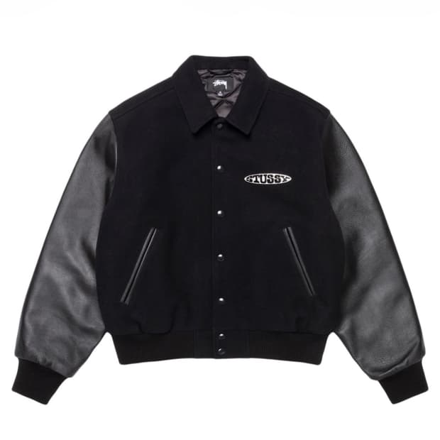 [L] 스투시 글로브 바시티 자켓 블랙