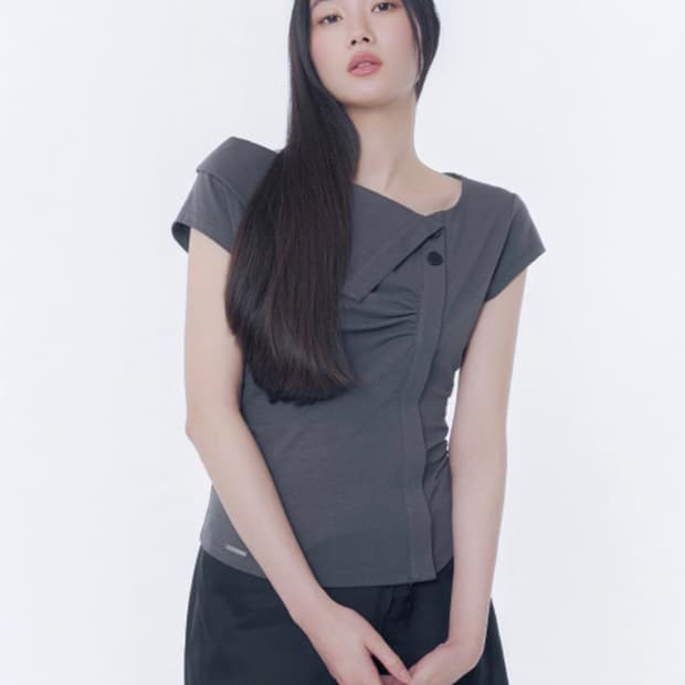 미세키서울 폴딩 카라 셔링 탑 셔츠 블라우스 도쿄걸