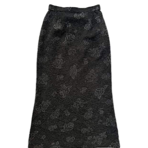 빈티지 블랙 로즈 롱 스커트