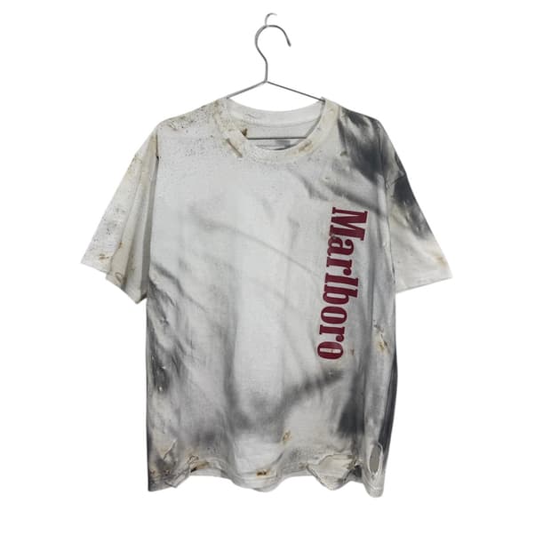 FE 말보로 빈티지 레트로 그릴드워싱 데미지 반팔 