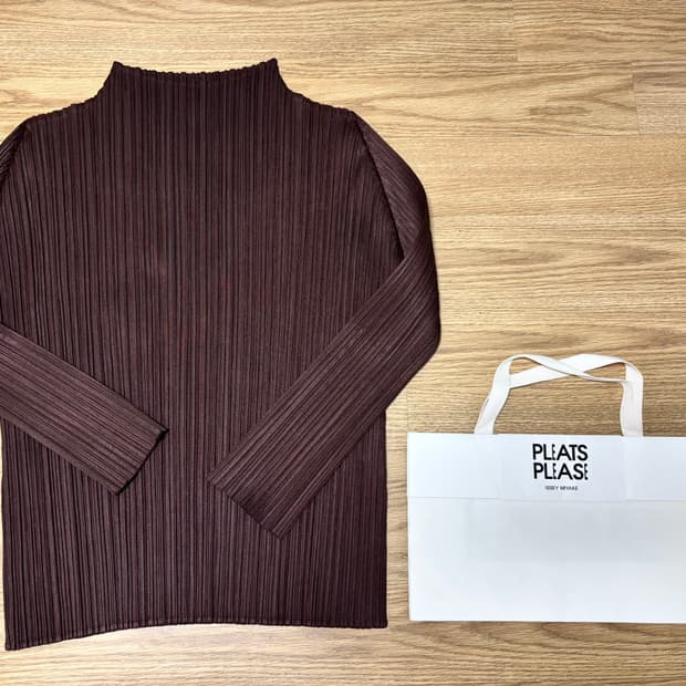 플리츠플리즈 베이직 긴팔 브라운 3사이즈 / 55-55반