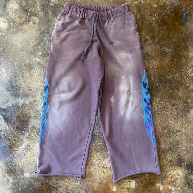 (M) 카미야 불꽃 프린팅 와이드 스웻팬츠