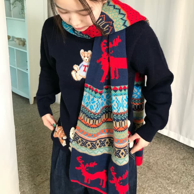 노르딕 코지 니트 머플러 