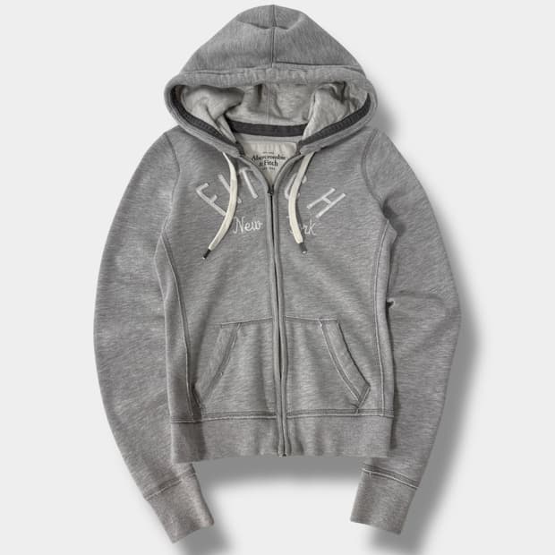 아베크롬비 00‘s 그레이 패치로고 스웻 후드집업