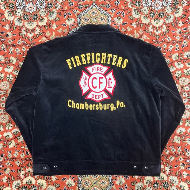 [L] Backers jpn 파이어파이터 자수 블랙 코듀로이 자켓