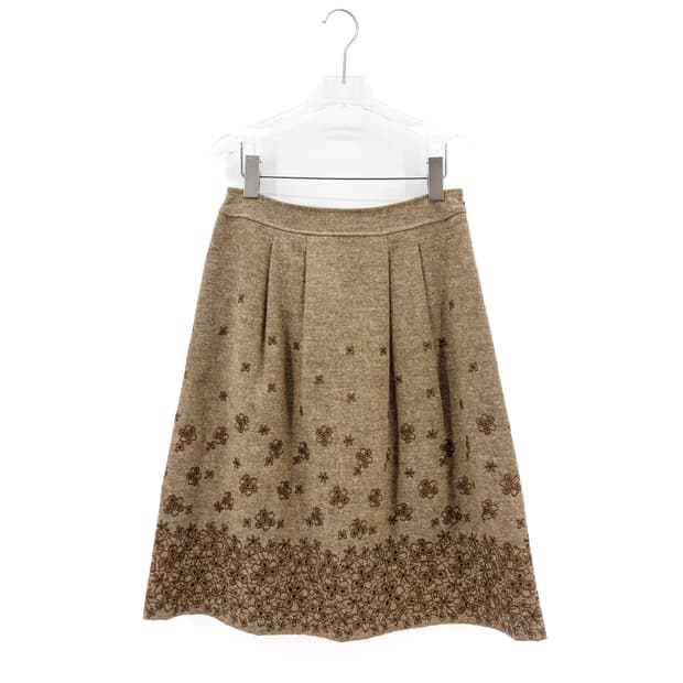 빈티지 플라워 자수 미디 스커트