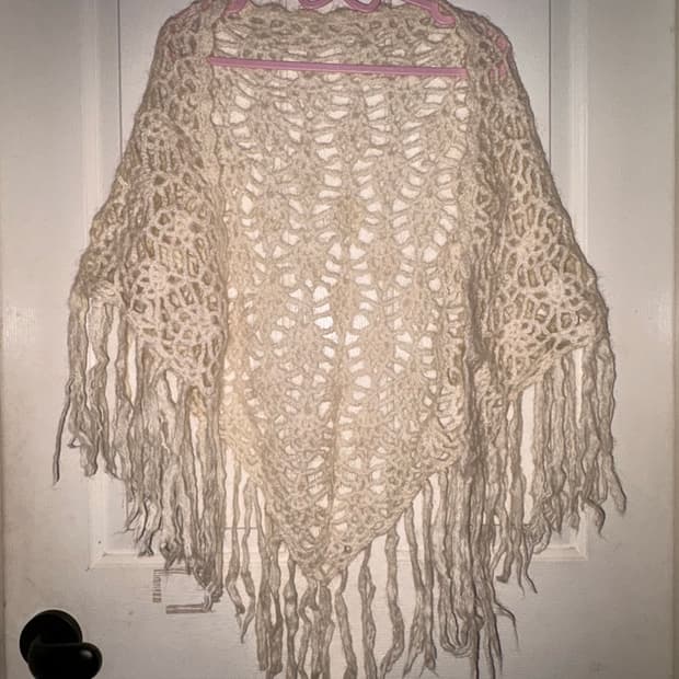 빈티지 니트 숄 아이보리 그런지 모리걸