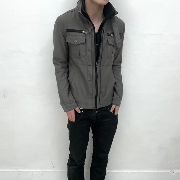 Grey double layered zip jacket