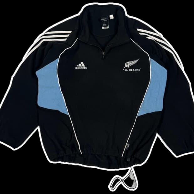 아디다스 올블랙 뉴질랜드 국대 플리스 집업 웜업