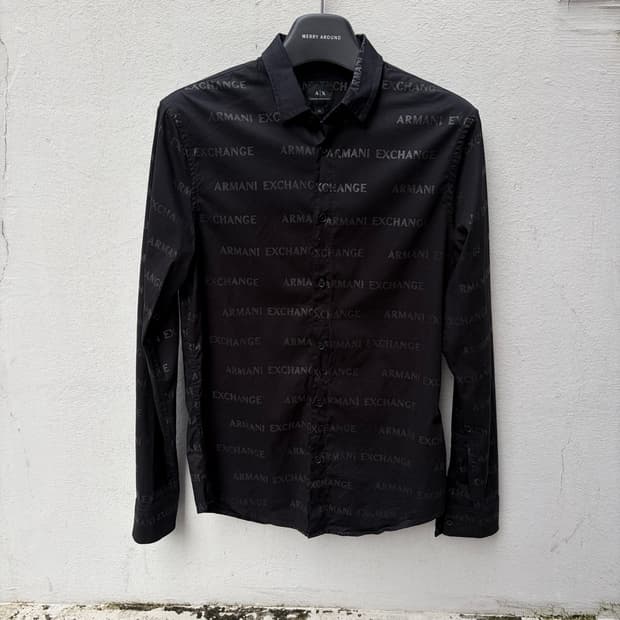 armani exchange slim fit lettering shirt