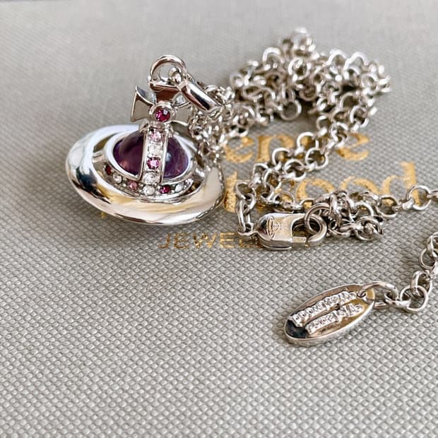 비비안 웨스트우드 아카이브 퍼플 크리스탈 3d orb 팬던트 목걸이