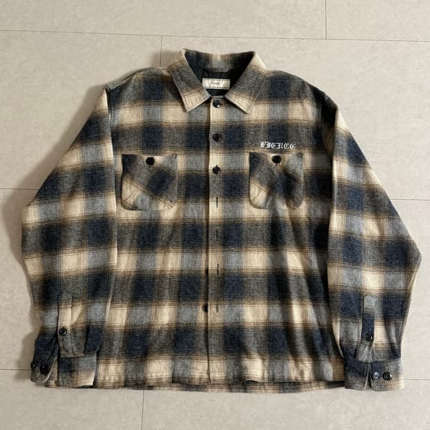 (XL) 피어스 플란넬 셔츠 자켓