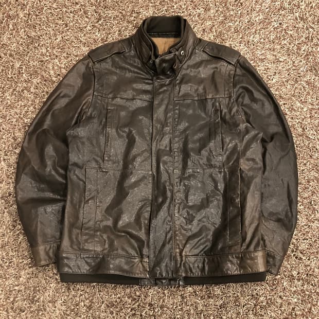 빈티지 양가죽 바이커 레더 가죽 블루종 자켓