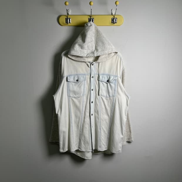 jpn vtg 빈티지 후드 데님 셔츠 L