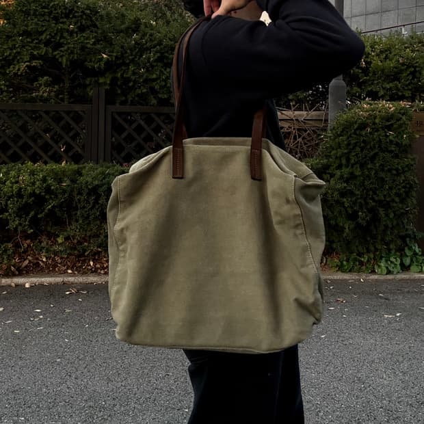 포디어웍스 캔버스 & 스웨이드 토트백