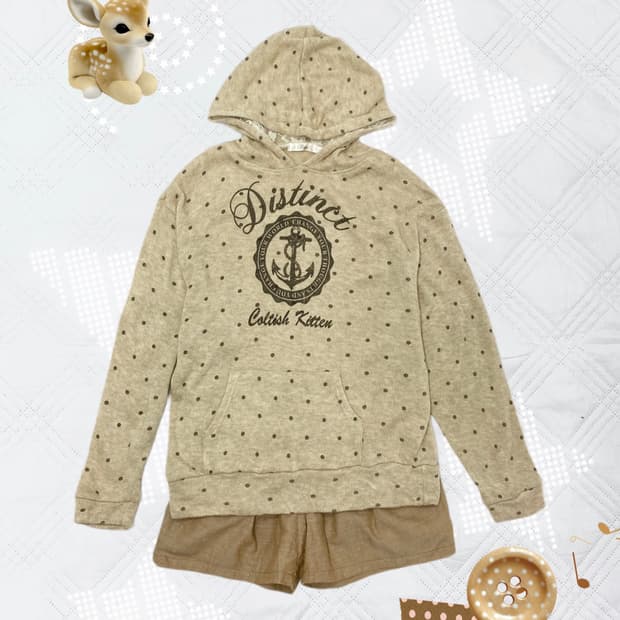 ꒰ঌ 도트 라떼갸루 폭닥 후디 세트 ໒꒱