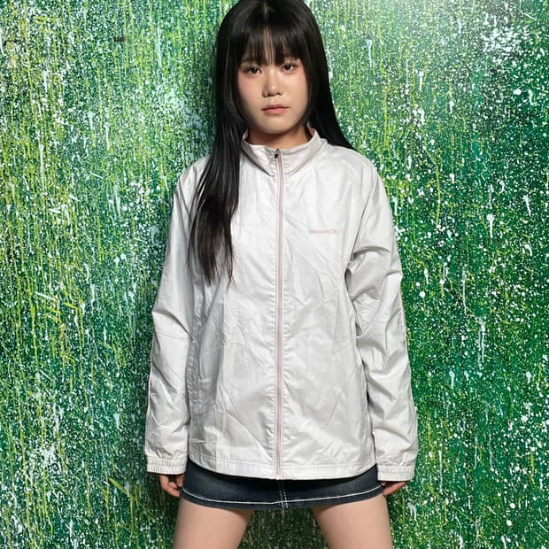 리복 그레이 핑크 바람막이 자켓 L