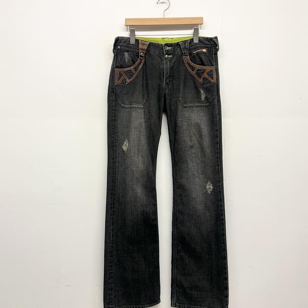 Nicole Club for Men Y2K 로우라이즈 데님팬츠