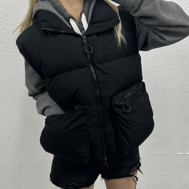 마뗑킴 포켓 블랙 패딩조끼 S