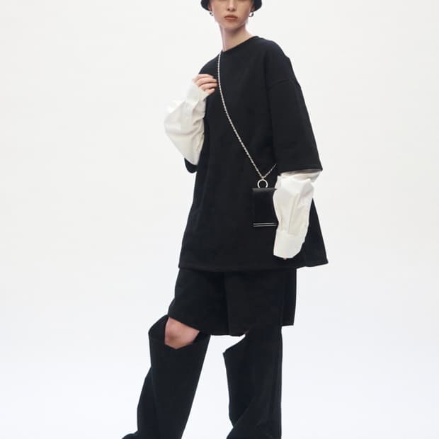 Knee Slit Wide Pants [ Black ]