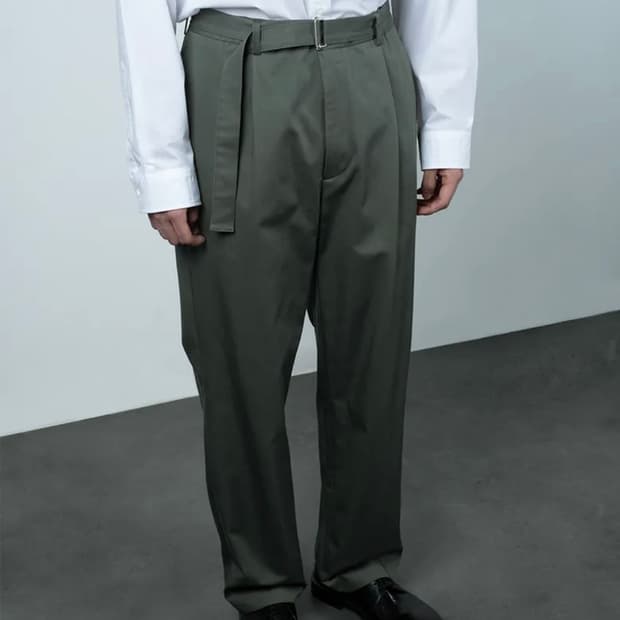 와기 벨티드 팬츠 - 밀리터리 그린 3사이즈