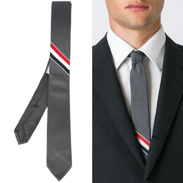 [F] 톰브라운 엔지니어드 실크 사선 삼선 넥타이 타이 (국내 매장판)