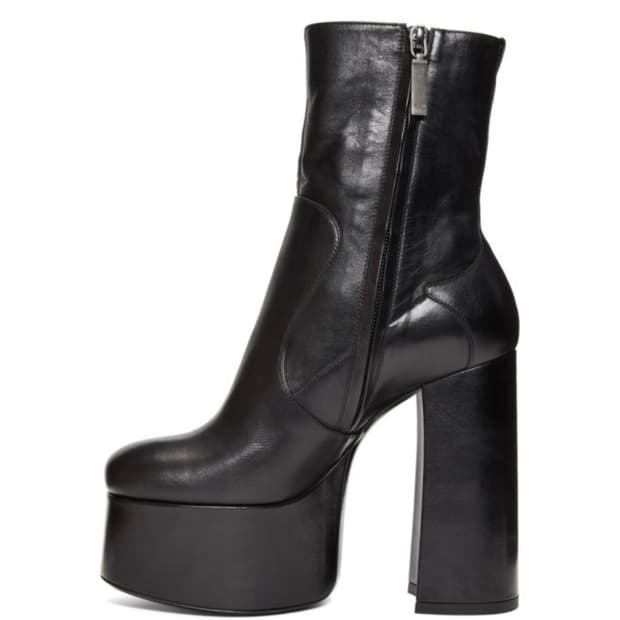 Billy Leather Platform Ankle Boots Black