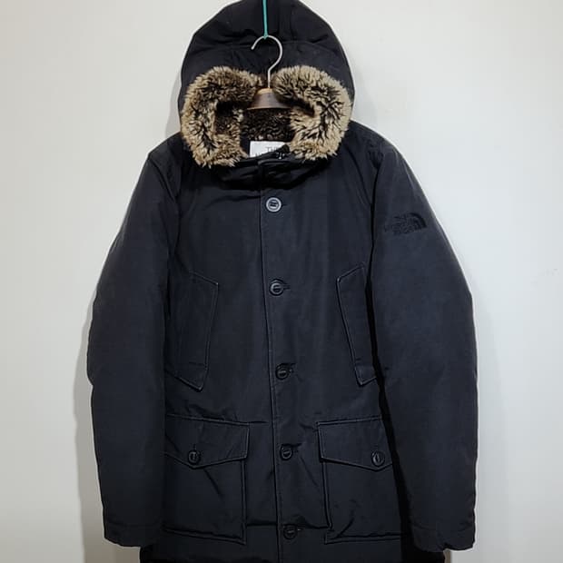 (M) 노스페이스 거위털 패딩점퍼 블랙 구스다운 자켓 후드