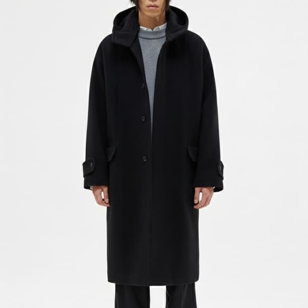 엘무드 후드코트 블랙 44사이즈