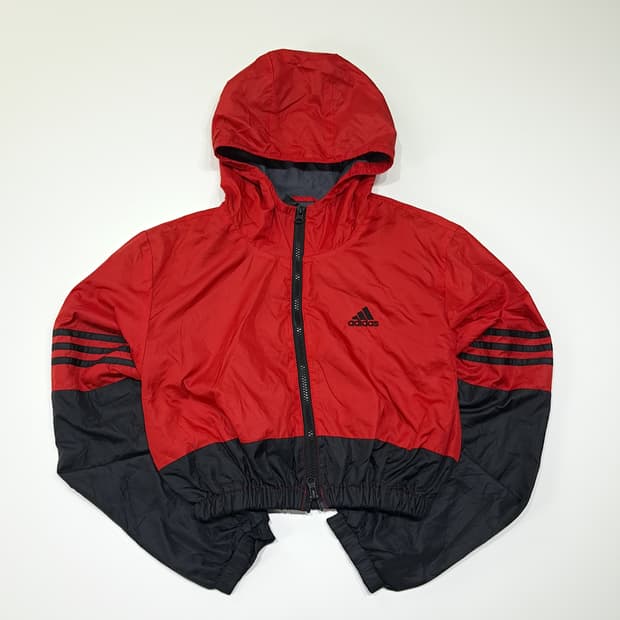CL908 FREE 아디다스 90s 레드 블랙 리메이크 크롭 자켓