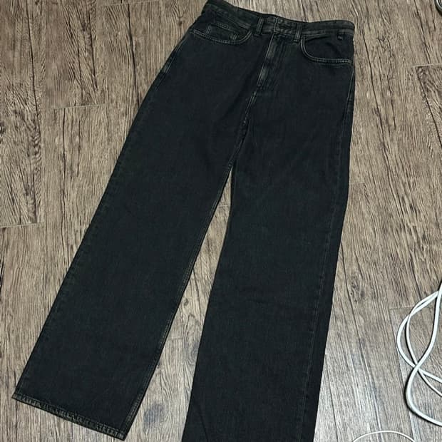 하루할인 (새상품) 벨리에 미드와이드 데님팬츠 앤틱블랙 W30/L32