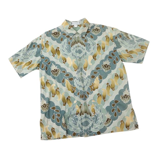 Batik Plentong 빈티지 인도네시아 바틱 패턴 반팔 셔츠