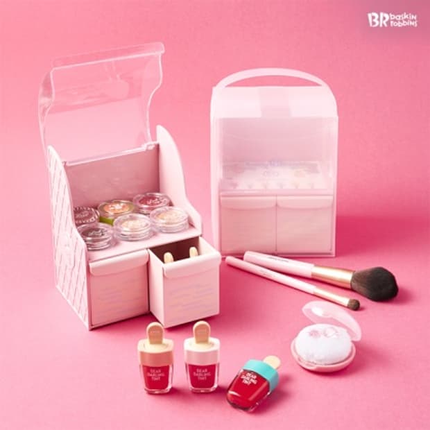 에뛰드x배스킨라빈스 화장품 정리함