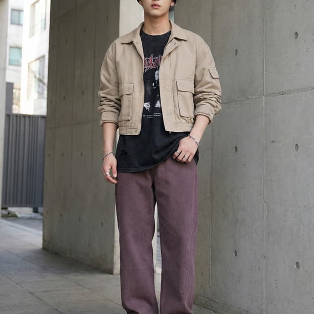 AFTER PRAY 애프터프레이 커브드 절개 와이드 데님