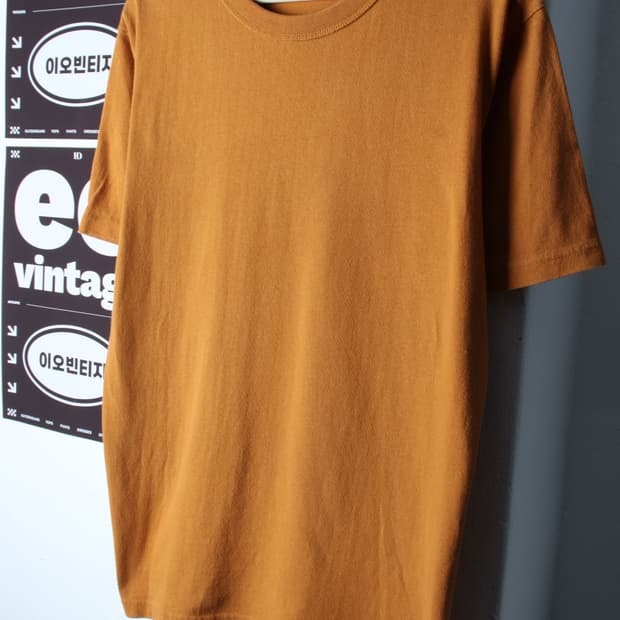 (L-XL) 유니클로 반팔 티셔츠 U라인 무지 브라운 카멜-H32932