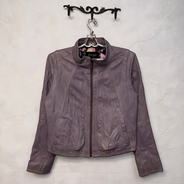 Lavender lamb skin zipup jacket 